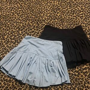 Gold Hinge Women's Pleated Skirt - Light Blue and Black size XS